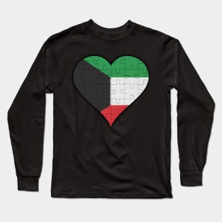 Kuwaiti Jigsaw Puzzle Heart Design - Gift for Kuwaiti With Kuwait Roots Long Sleeve T-Shirt